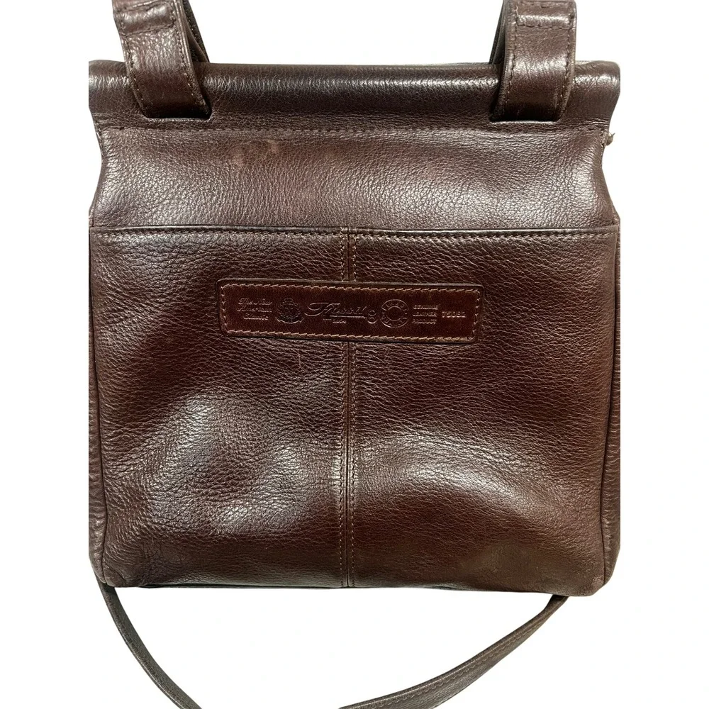 Fossil 954 Vintage Brown Pebbled Leather‎ Crossbody Bag Purse with Key Charm
